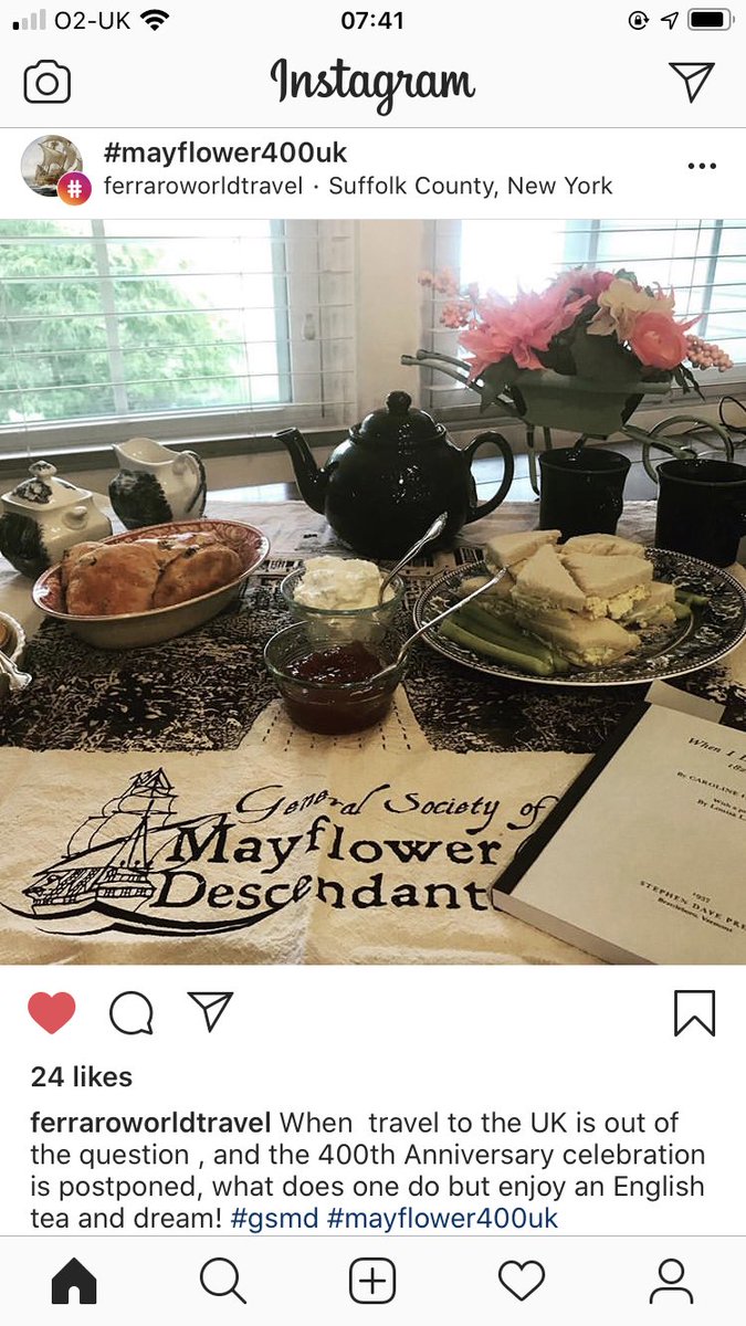 emmatat's tweet photo. Love this insta post, what to do when travel to the UK for ⁦@mayflower400uk⁩ is no longer possible?....’Have an English tea, and dream’ ⁦@GSMD⁩ 🇬🇧🇺🇸 https://t.co/jHTkxSHmyU