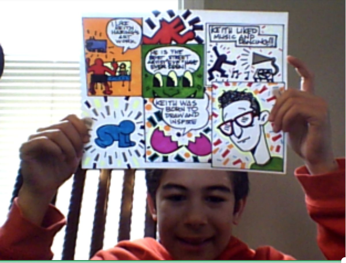 MrsBartuneksAr1's tweet photo. #Mrsbartuneksartroom Art Feature Of The Day!Artwork is continuing to pour in from @haverstrawelem with Ss sharing their art.Check out this 5th grader taking inspiration from artist Keith Haring to create his own Comic Strip! #HEShasART #nrcsdchat #nrcsd #nrnt1920 #weR1NR #NRpride https://t.co/ftV0GYNkU8