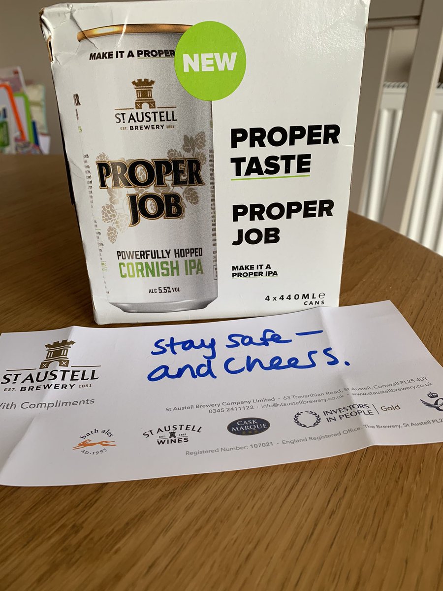 Many thanks to <a href="/StAustellBrew/">St Austell Brewery</a> for sending me some of their new 440ml cans of <a href="/properjobale/">Proper Job Ale</a>  Really looking forward to trying them! 🤤🤤🤤 #properjobambassador