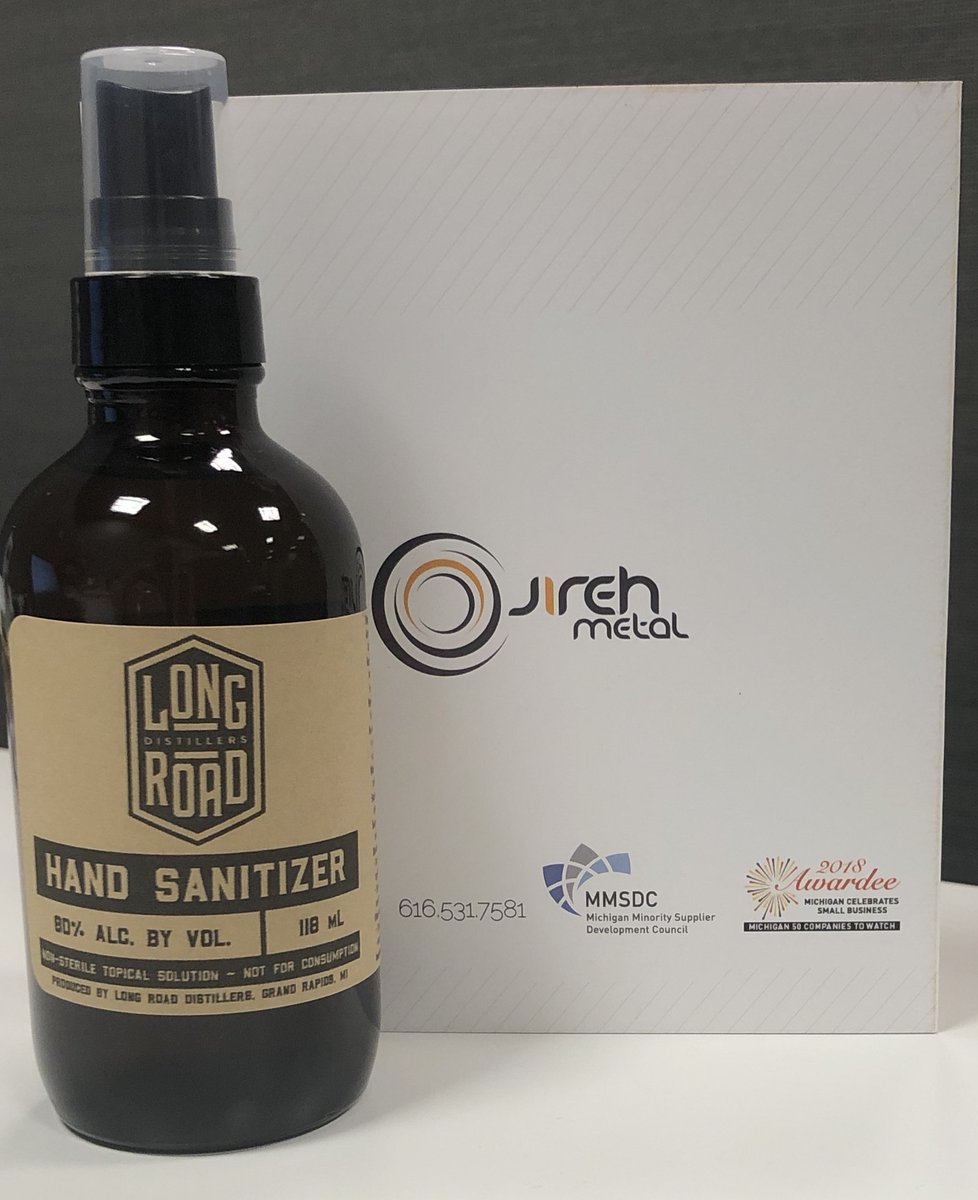 Thank you <a href="/LongRoadGR/">Long Road Distillers</a> for helping to keep our Team Members safe at work! #HandSanitizer #SmallBusinesses