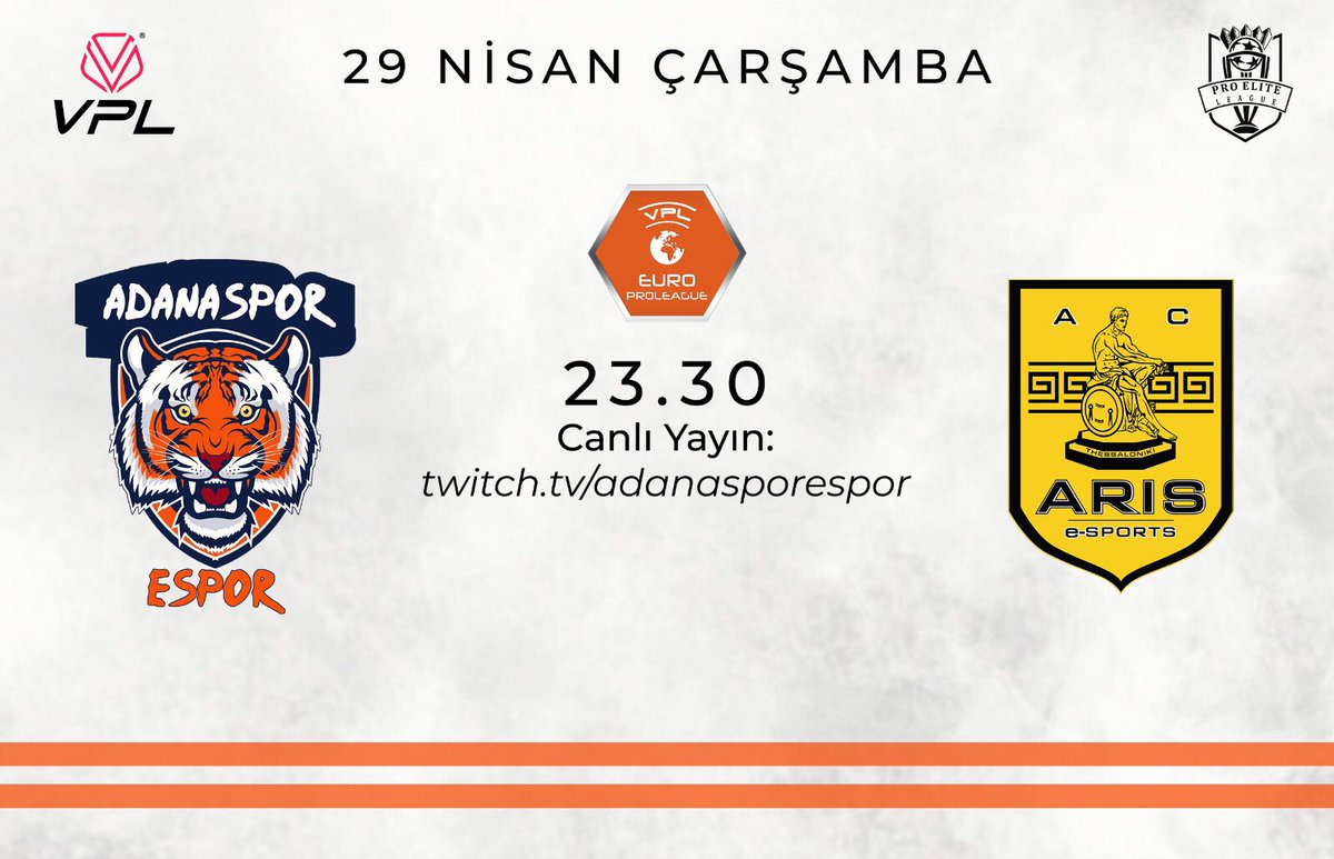 Vpl Avrupa Ligi’nde bu gece Yunan Temsilcisi Aris Esports ile saat 23:30'da karşı karşıya geleceğiz! #SaldırTorosKaplanı 🐅🔥