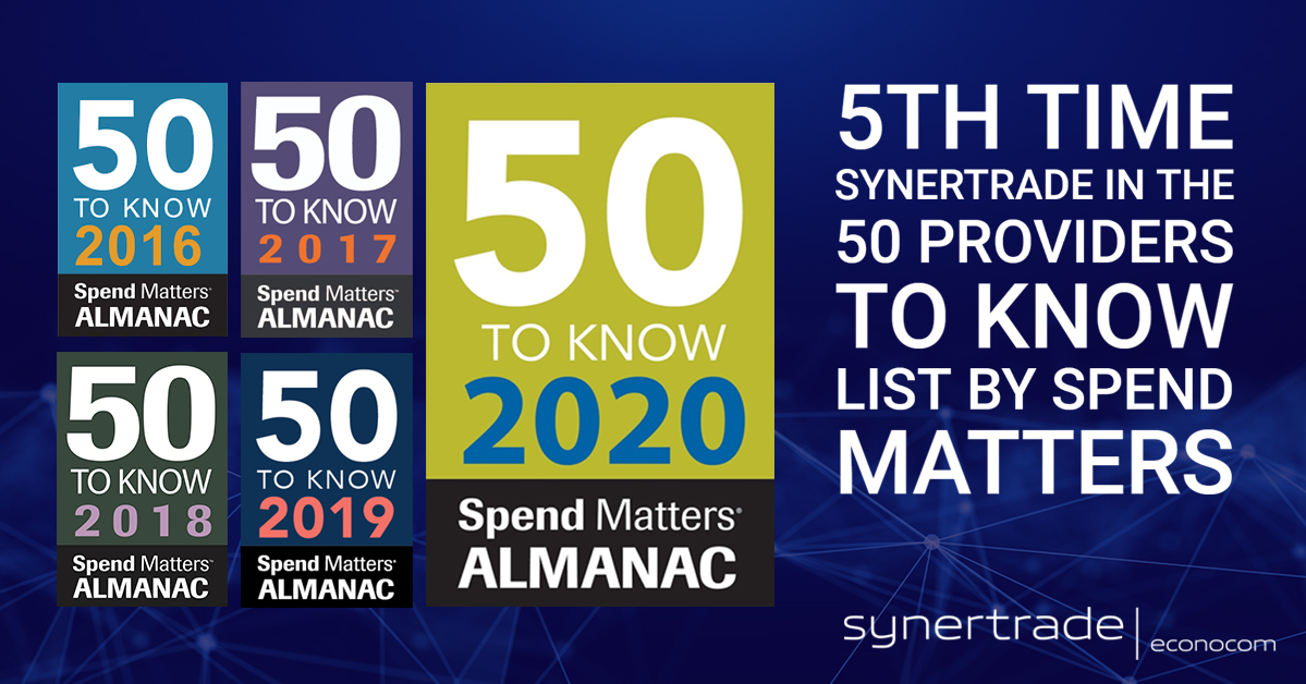 Press Release | Spend Matters includes Synertrade again as "50 Providers to Know"

#Spend Matters #procurement #supplychain #purchasing #synertrade #50providerstoknow #software #digitalprocurement #technology #accelerate

lnkd.in/du-aDJK