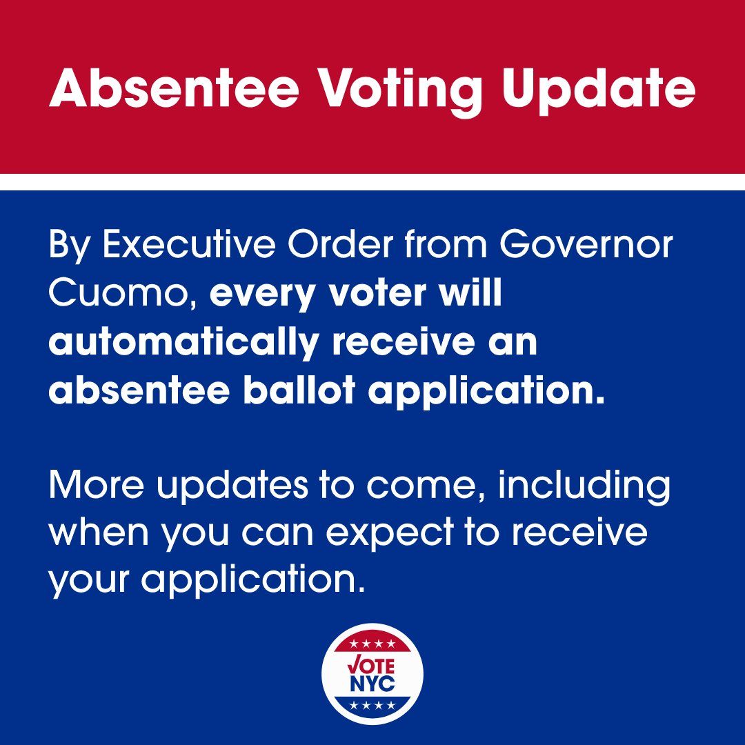 Check your mailbox in the coming weeks for a form from the Board of Elections that will enable you to request a mail-in ballot. Must Complete &amp; send back by June 16 in order to receive your ballot by mail. Never voted by mail and have questions? ow.ly/mLIu50zrOmY