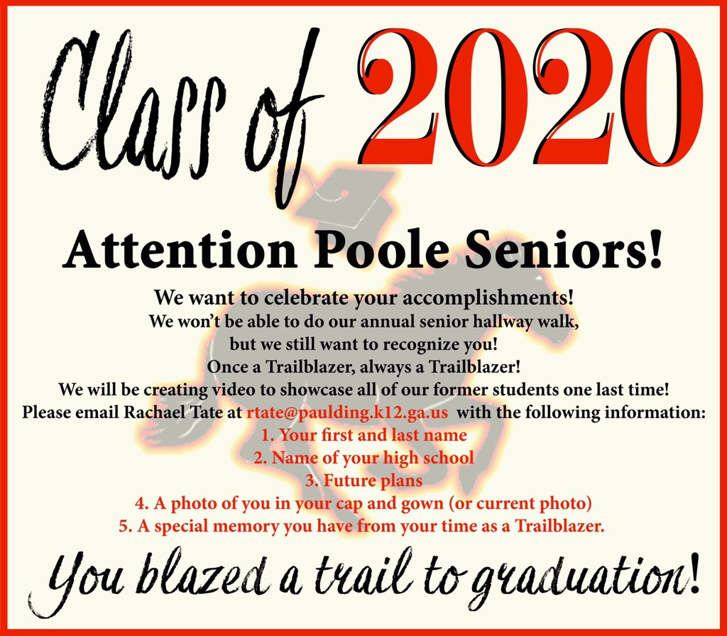 Calling all seniors! #trailblazernation #theystartedastrailblazers <a href="/PooleCounselor/">Rachael Tate</a>