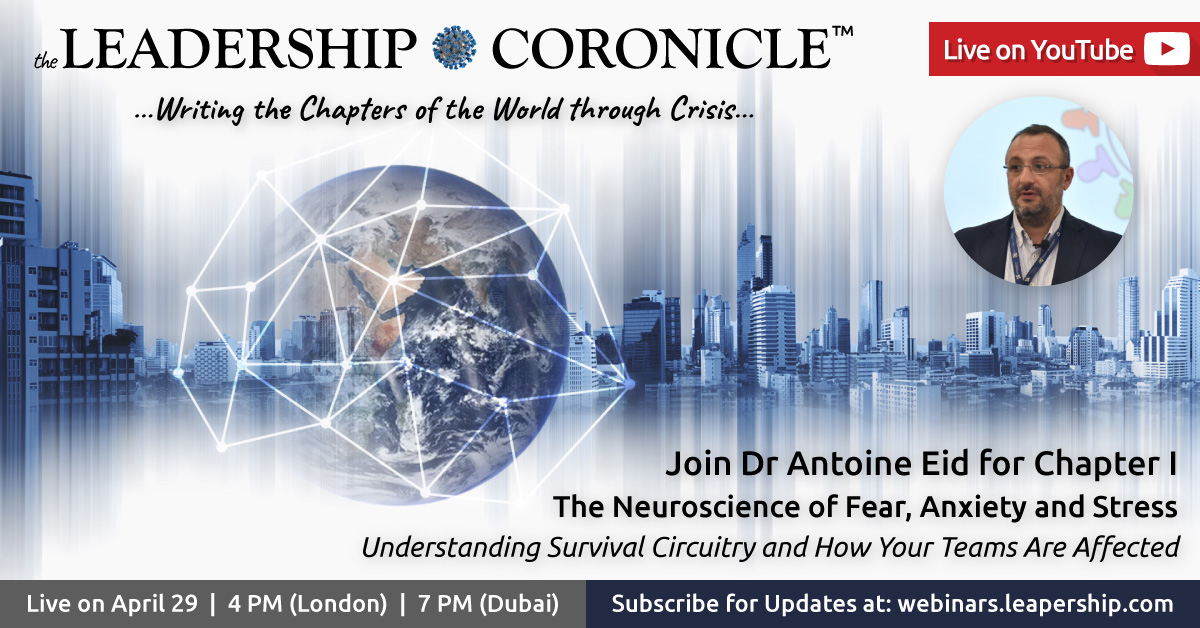 leapership's tweet photo. Live Today at 4 pm (London) on YouTube!
Don't miss Chapter I of The Leadership Coronicle™ webinar with @DrAntoineEid.

Join us and drop your questions in the #LiveChat and we'll do our best to address them in the Q&amp;A Section of the #webinar.

https://t.co/7OwMQ9DKll https://t.co/5OwuYp8EPz