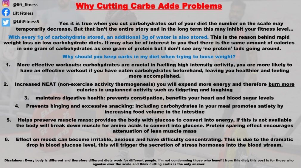 DEBUNKED WEIGHT LOSS MYTH: CUTTING CARBOHYDRTES. One of the worst diets around for your mind, body and health #weightloss #nutrition #Diet #weightlossmyths #personaltrainer #Motivation #mood