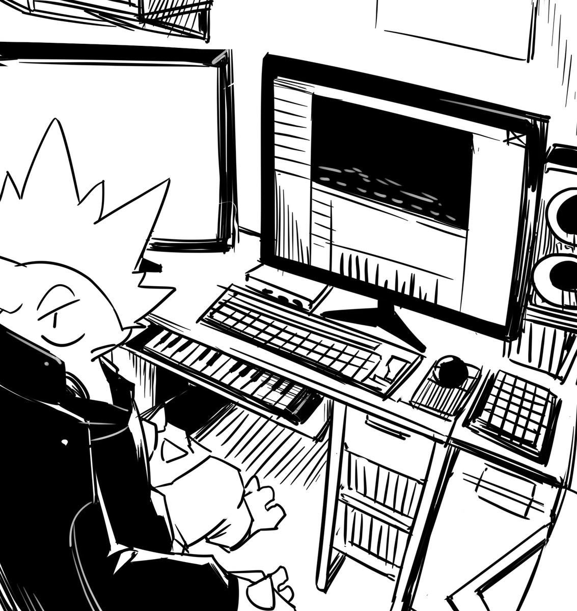 @pc_TL 今日の投稿でトラックボールに気付いていただけた方が居たので実はそれとなーくこうなってるかなっていう机周りの小ネタ 