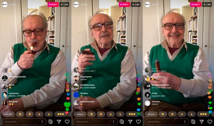 mubinotebook's tweet photo. Jean-Luc Godard's Instagram live masterclass—in which the filmmaker discusses his Cahiers du Cinéma peers, the role of the auteur and producer, and his new film—is now available to watch with English subtitles via @ecal_ch: https://t.co/dHGsGNpmzv https://t.co/SIV46CEtUB