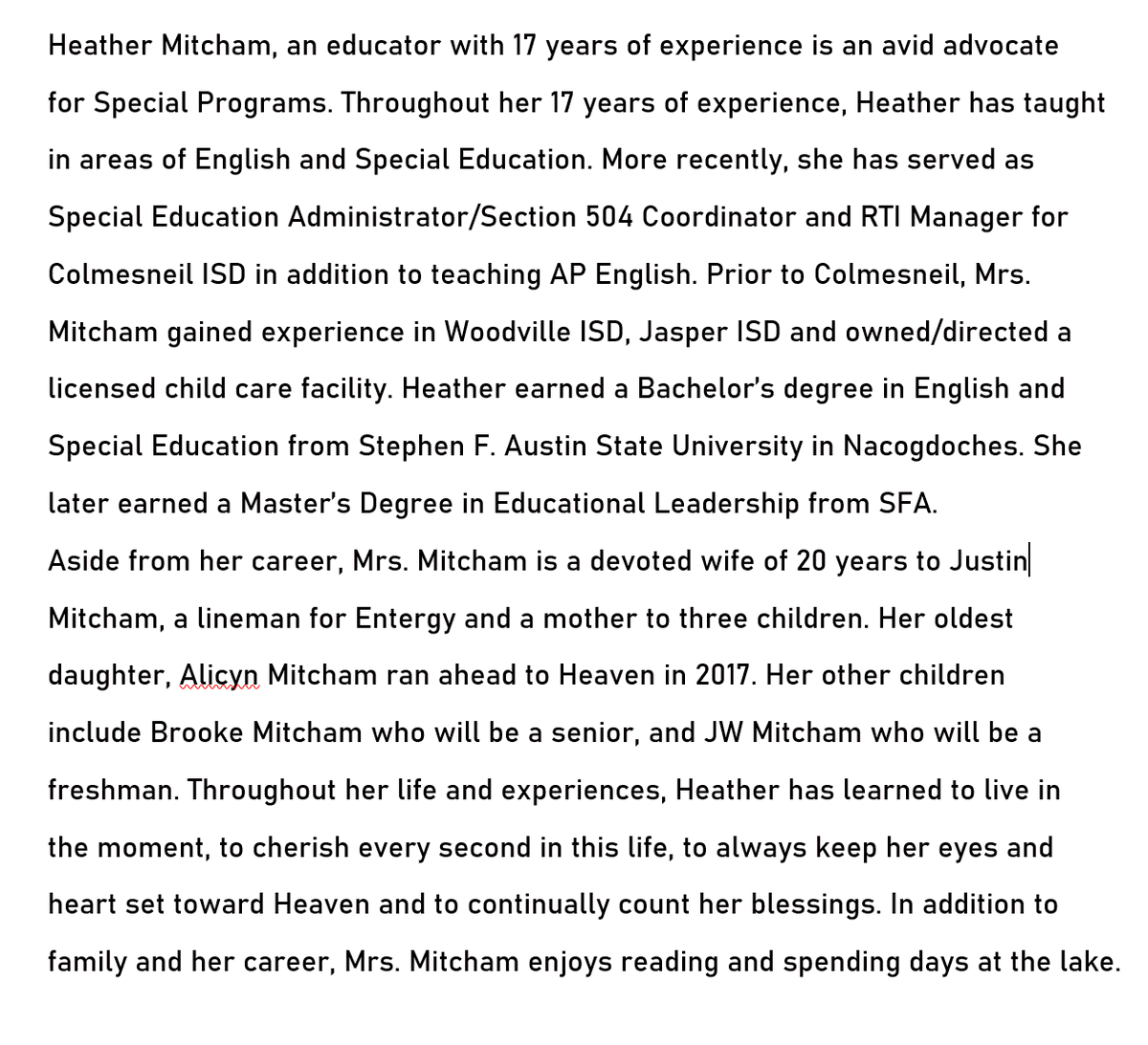 WarrenTxISD's tweet photo. Join us in welcoming our new Special Programs Director, Heather Mitcham! https://t.co/mJBz8wRTVX