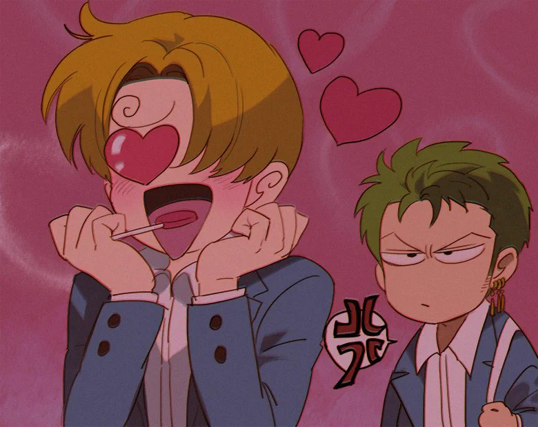 90年代のアニメ風に描いたゾロとサンジがなじみ過ぎてる