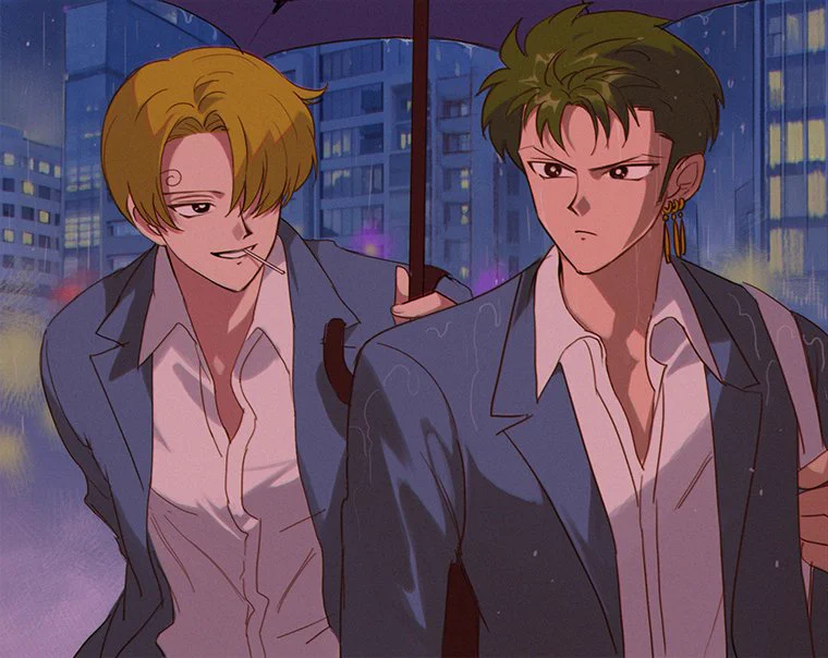 90年代のアニメ風に描いたゾロとサンジがなじみ過ぎてる