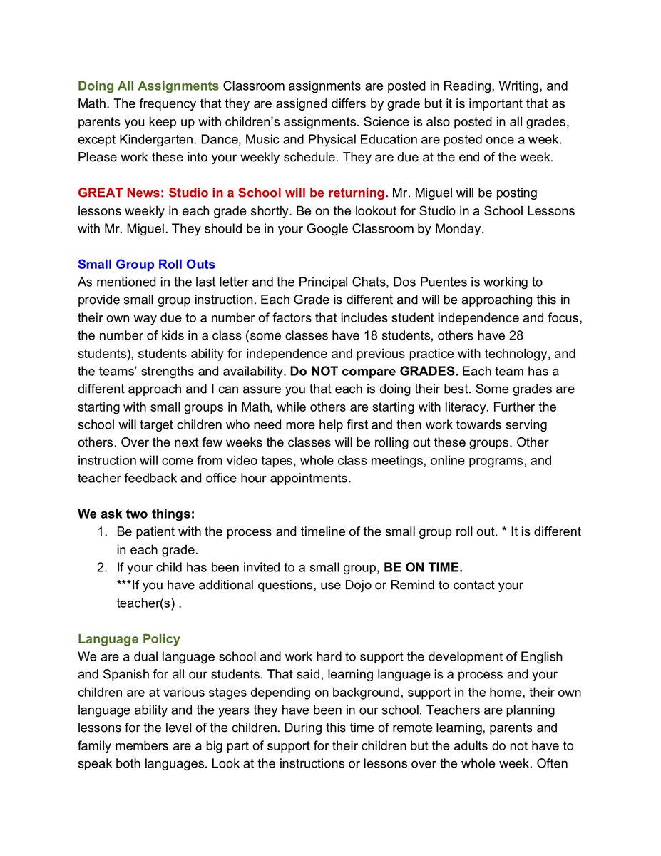DosPuentes_Prin's tweet photo. Dos Puentes Family Letter 4/27/20 English https://t.co/P1HSEkrV2D