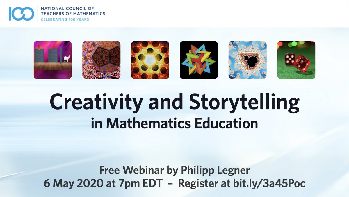Next week, on 6 May, we are running a free webinar as part of <a href="/NCTM/">NCTM</a>'s 100 Days of Learning series. Register at bit.ly/3a45Poc to learn about “Creativity and Storytelling in Mathematics”, with Mathigon founder Philipp Legner. #NCTM100 #MathEd #mtbos #iteachmath