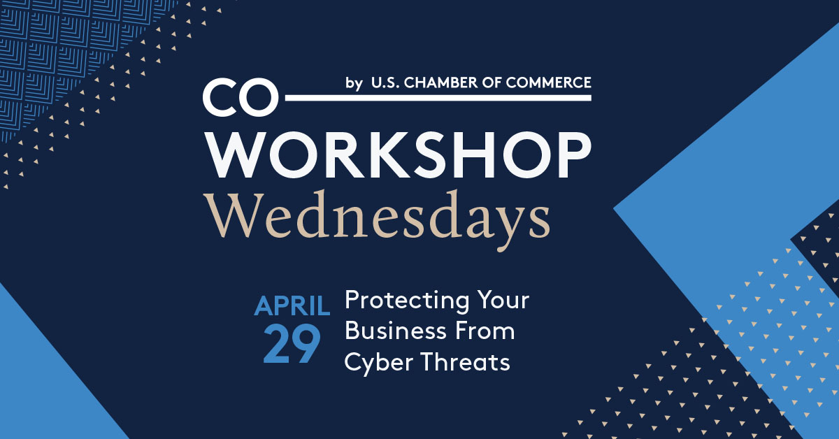 Don't forget: Today's #WorkshopWednesday with 
<a href="/growwithco/">CO— by U.S. Chamber of Commerce</a> will focus on #cybersecurity during the #CoronavirusPandemic. Join us at 10:30 AM ET for a live discussion and Q&amp;A session on keeping your business and remote employees safe. RSVP here: web.cvent.com/event/43f9844c…