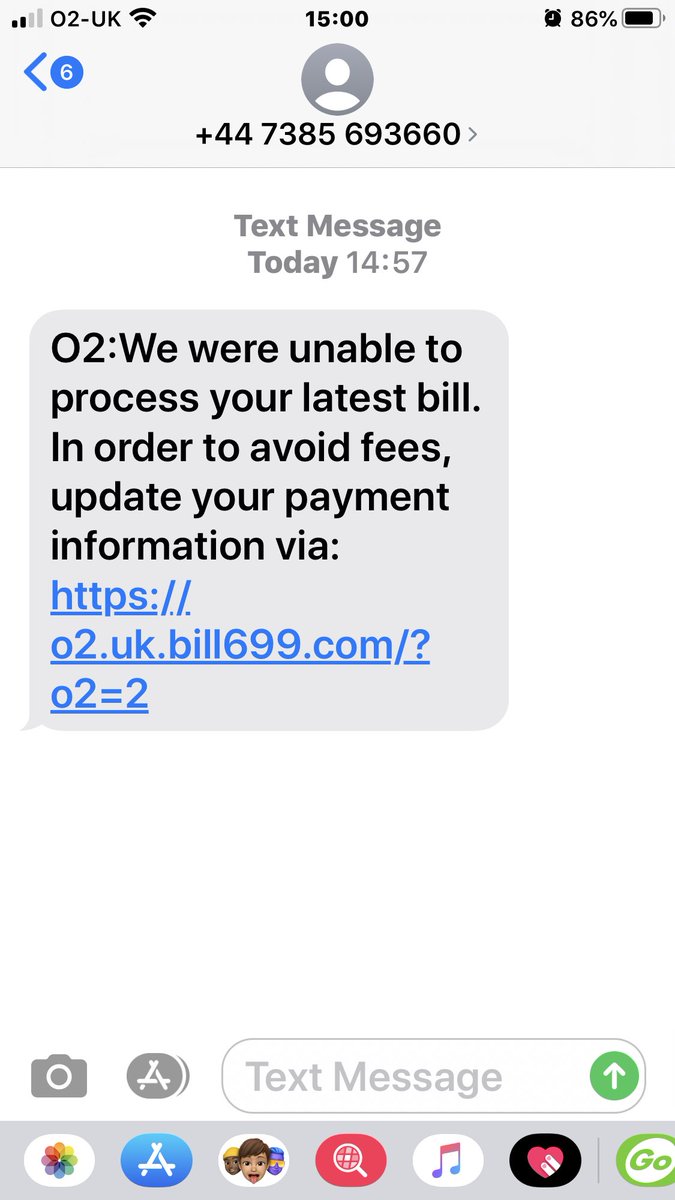 emd1973's tweet photo. @O2 is this a scam? Doesn’t look like your normal texts. Thanks! https://t.co/jqOFmKbPNk