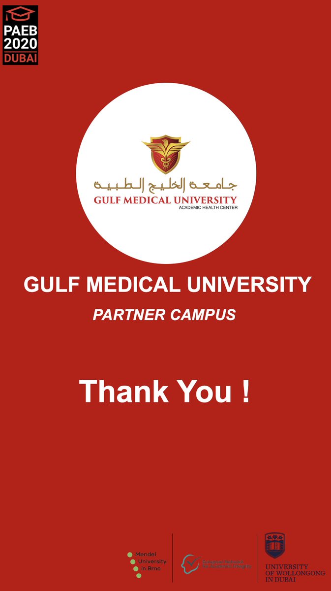 @gulfmedicaluniv

#ThankYou #GMU #PartnerCampus #PAEB2020 #ENAI #igniteintegrity