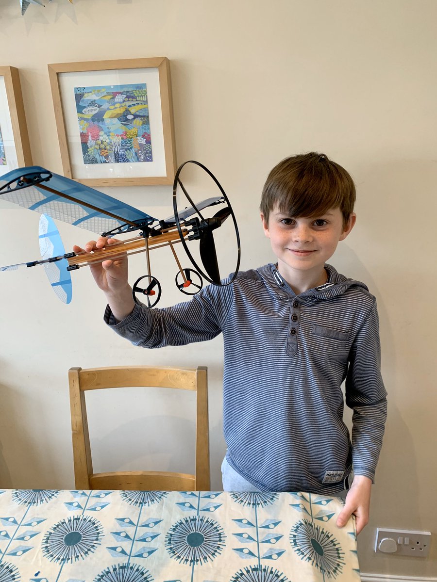 jondcotton's tweet image. .@MrHoughton2 Ethan has been busy building an elastic band aircraft with his dad. #upthevale #homeschooling