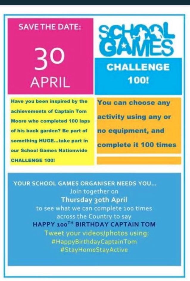 PE_SportService's tweet photo. #Newcastle you up for a challenge? Tomorrow the incredible @captaintommoore 🎊🎉his💯B’Day. With over £29m raised so far &amp; with over 250k followers he is an inspiration to us all. Will you commit to the challenge👇tomorrow? Use #HappyBirthdayCaptainTom share vids &amp; do him proud🌟 https://t.co/zlsqkkPnB2