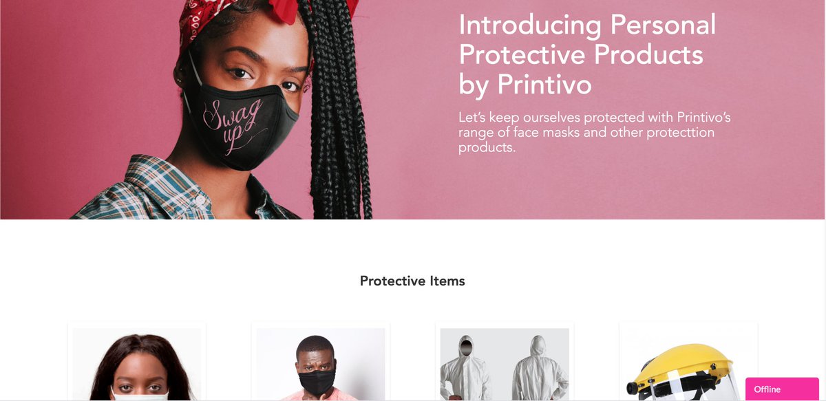 TechpointAfrica's tweet photo. .@Printivo has launched its line of #COVID19 PPE products for both personal and corporate use. And for every 5 face masks sold, they'll be giving out 1 unit to city workers like cleaners, traffic wardens and other service providers. Visit https://t.co/DsXJxpQLj2 https://t.co/ncXyuvy8Cq