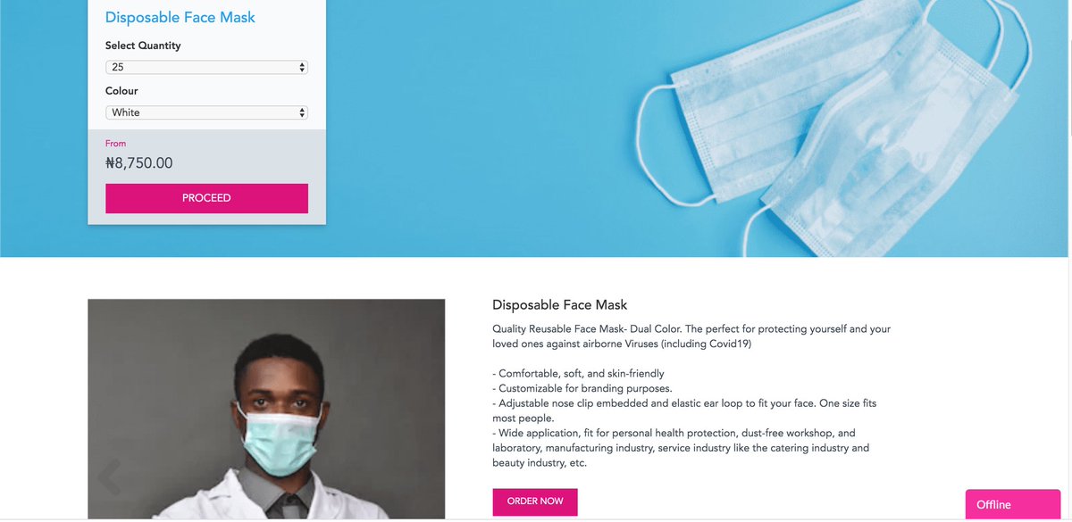 TechpointAfrica's tweet photo. .@Printivo has launched its line of #COVID19 PPE products for both personal and corporate use. And for every 5 face masks sold, they'll be giving out 1 unit to city workers like cleaners, traffic wardens and other service providers. Visit https://t.co/DsXJxpQLj2 https://t.co/ncXyuvy8Cq