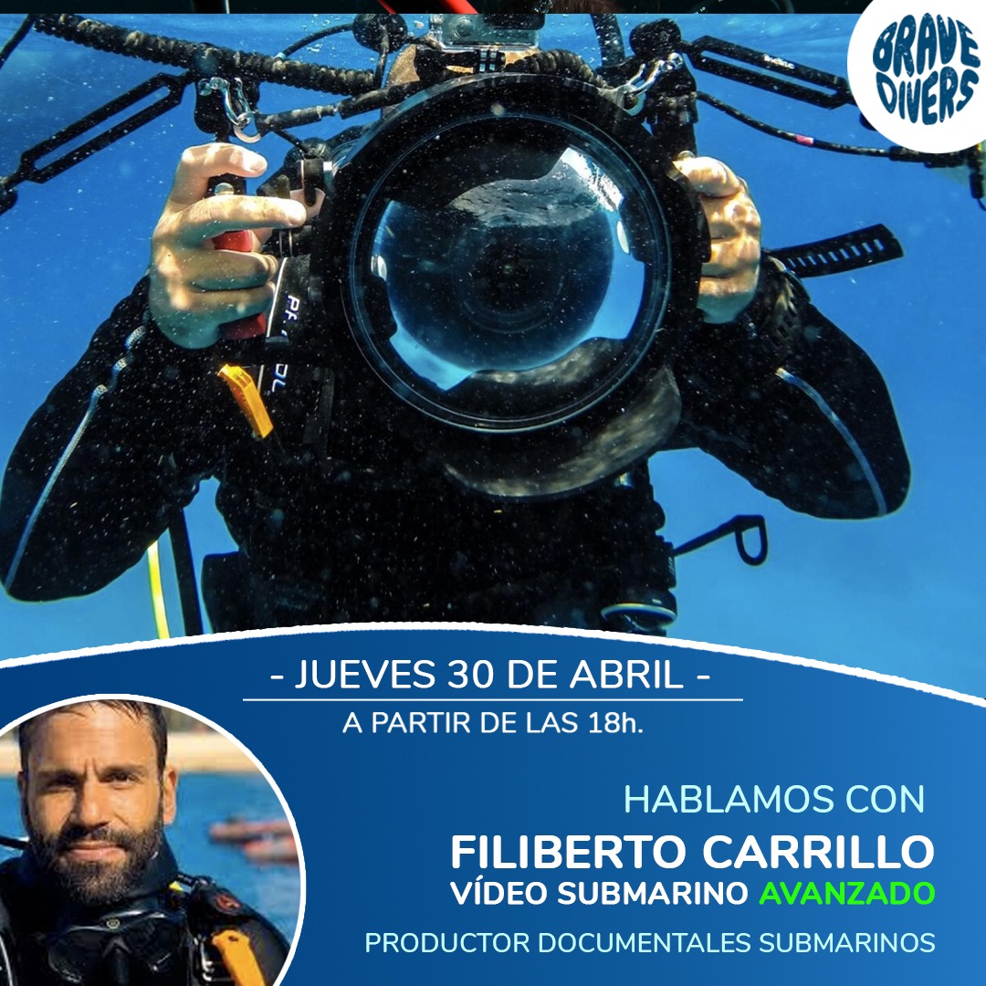 Mañana viernes a las 18h hablamos con Filiberto Carrilo de video submarino avanzado.

No te pierdas el directo en youtube.com/bravedivers

#videosub #fotosub #scubadiving #webinar #youtube #endirecto #submarinismo #buzo #padi #padiow #CursosOnline