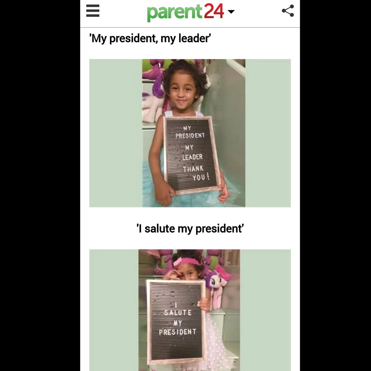 ~And Mehran's quest to meet HER President is not stopping. She featured on Media 24's publication Parent 24 today. <a href="/CyrilRamaphosa/">Cyril Ramaphosa 🇿🇦</a>
<a href="/GovernmentZA/">South African Government</a>
<a href="/PresidencyZA/">The Presidency 🇿🇦</a>
LINK <a href="/merishalalla/">Merisha Lalla</a> m.parent24.com/Preschool_2-6/…