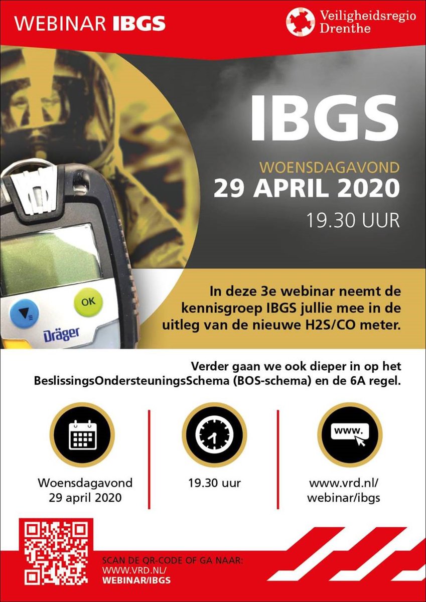 Veel #veiligheidsregio’s houden #webinars om brandweermensen vakbekwaam te houden. We hebben de webinars  verzameld en gebundeld. Doe er je voordeel mee!
 
Overzicht webinars: bit.ly/2ShOl1v 

Vanavond 19:30 ‘Incidentbestrijding Gevaarlijke Stoffen’  @vrdrenthe