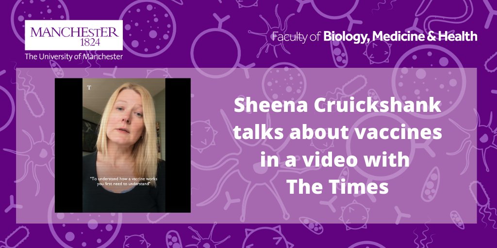 Recently @sheencr recorded a Q&A with @thetimes abut how and why vaccines work and why there isn’t a vaccine for everything. Watch here: facebook.com/timesandsunday… #DoImmuno #VaccinesWork @OfficialUoM @FBMH_UoM @LydiaBeckerIII 1/2