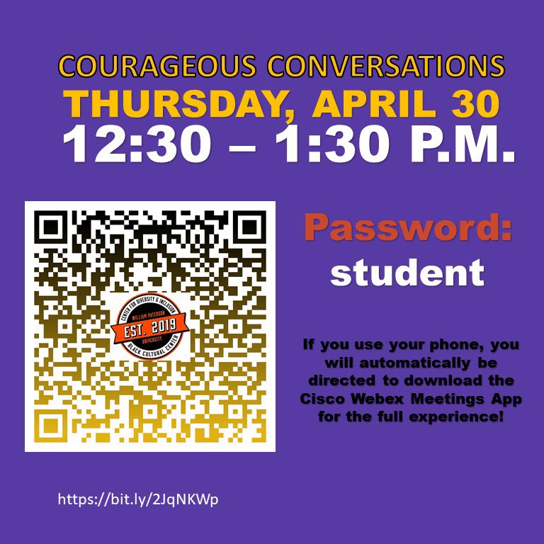 WPCHWCenter's tweet photo. Join us tomorrow for the final Courageous Conversation of the semester. We will be discussing social justice and health. #collegehealth #wpUmatter https://t.co/pfuMAommgt