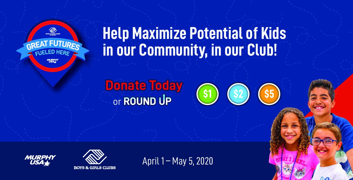 bgcnorthwest's tweet photo. Please join your local Murphy gas station and help our BGCDT Club members through May 5th. Simply donate at the register to support BGCDT!   @Murphy USA #WhateveritTakes #GreatFutures #givingtuesdaynow https://t.co/31Tdc3HDlR