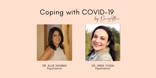 alliesharma's tweet photo. Catch Episode 13 of Coping with COVID-19 by Dr. Allie with guest @DrAnnaYusim on COVID-19 at Home and on the Frontlines: https://t.co/j6ujx3121o . #CopingwithCOVID19 #mentalhealthmattters #covid19 #letsgetclinical #dralliesharma #drallie #healthcareworkers #frontlines https://t.co/vMtehslNrN