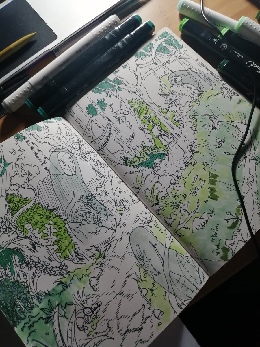 Jiayueri's tweet image. Process pic of my previous forest illustration. Maybe i should have left it like this? Hagshsj

#processpic #wipdoodle #forest #doodle #inkdoodle #forestpendrawing