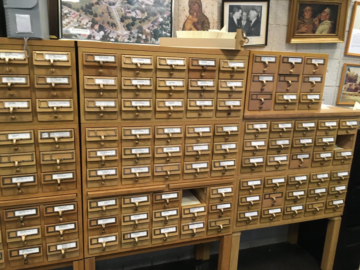 Library_PC's tweet photo. One of our primary #ArchiveGoals is access! We do this with digitization, better descriptions, & modernizing our beloved card catalog. All easier said than done! #Archive30 #ProvidenceCollege #PCLibrary #PCArchives https://t.co/hMQU9uzO8b