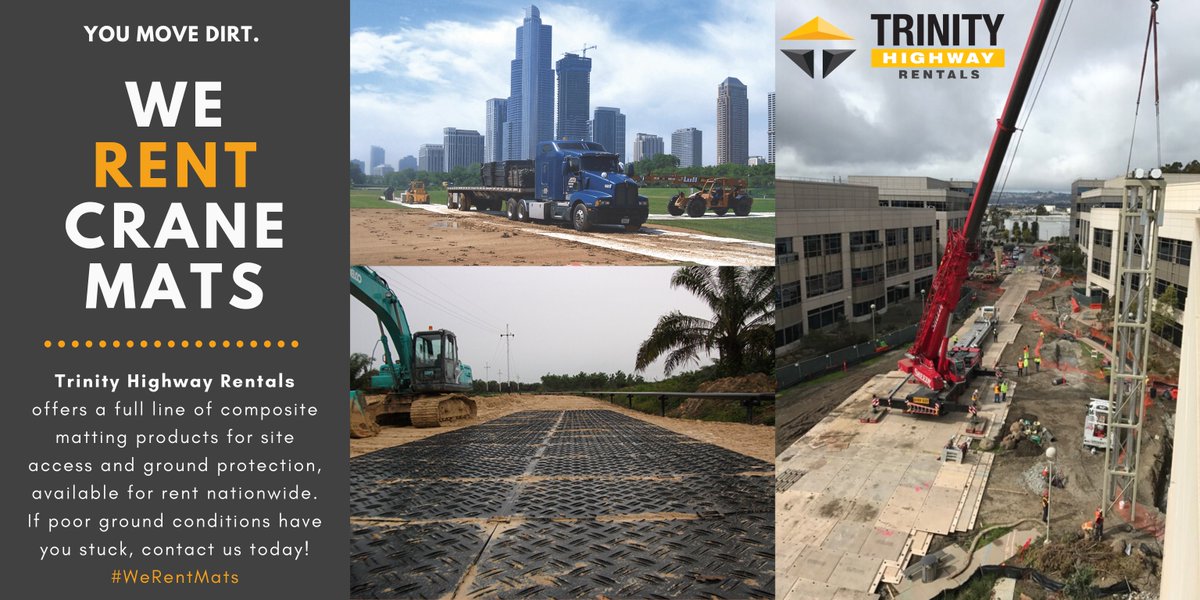 HighwayRentals's tweet photo. Trinity Highway Rentals offers a full line of composite matting products for site access and ground protection, available for rent nationwide. If poor ground conditions have you stuck, contact us today! 
(888) 496-3625 | matting.rentals@trin.net
Website: https://t.co/gCftnxON9m https://t.co/IO62pMEypp