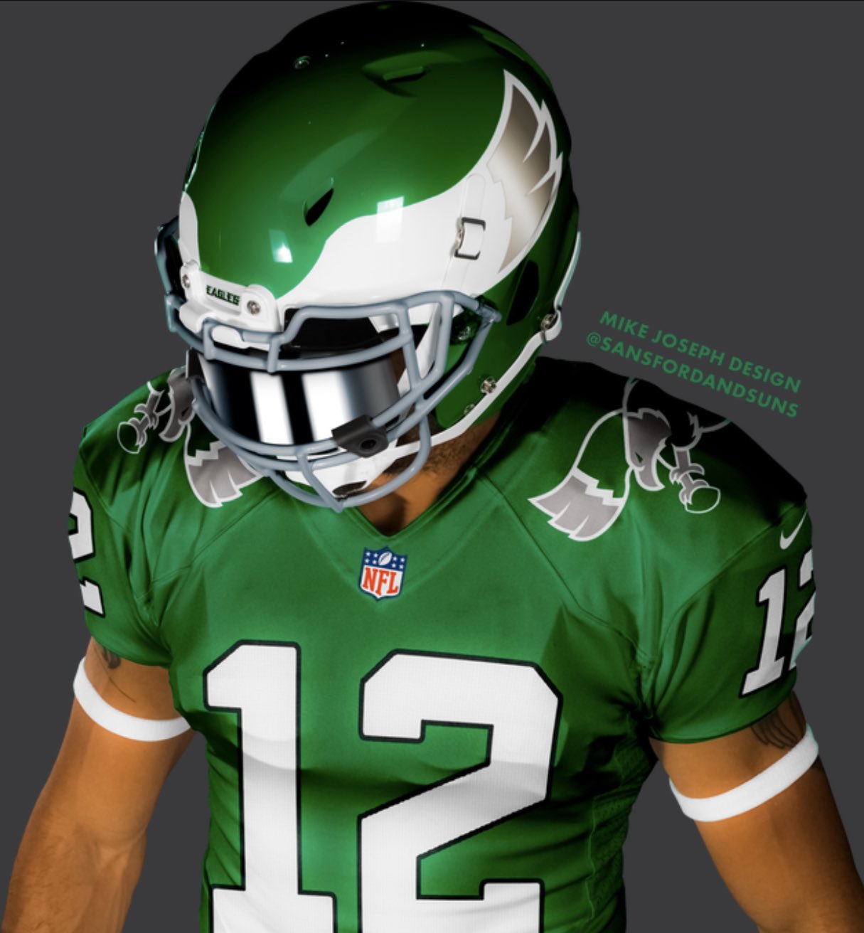 X 上的Eagles Nation：「Check out this #Eagles Kelly Green Jersey Concept by  @SansfordAndSuns 🔥🦅😬 What do you guys think? 👀   / X