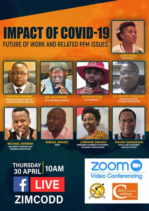 Vendors Initiative (@visetinfo) on Twitter photo Zoom Video Conference organised by the Zimbabwe Coalition on Debt and Development. TOPIC: The Impact of COVID-19 - Future of work and related Public Finance Management issues. Our Director <a href="/samwadzai/">Samuel Wadzai Mangoma</a> will be one of the Presenters. @JanetZhou_Mago <a href="/EgiTrust/">EGI Trust</a> <a href="/DFID_UK/">DFID</a> <a href="/UKinZimbabwe/">UKinZimbabwe π¬π§ πΏπΌ</a> Zoom Video Conference organised by the Zimbabwe Coalition on Debt and Development. TOPIC: The Impact of COVID-19 - Future of work and related Public Finance Management issues. Our Director <a href="/samwadzai/">Samuel Wadzai Mangoma</a> will be one of the Presenters. @JanetZhou_Mago <a href="/EgiTrust/">EGI Trust</a> <a href="/DFID_UK/">DFID</a> <a href="/UKinZimbabwe/">UKinZimbabwe π¬π§ πΏπΌ</a>