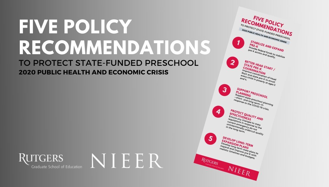 PreschoolToday's tweet photo. NIEER’s Five Policy Recommendations to Protect State-funded Preschool / Download now / https://t.co/VE3KuVDqmL / #StateofPreK #preK #ECE / @PreschoolToday https://t.co/WO2r9dhFdM