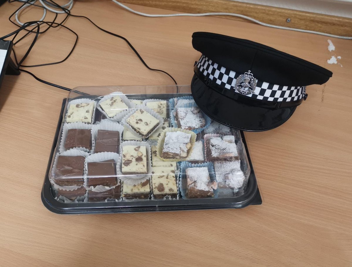 PSOSAbershire's tweet photo. #PeterheadCPT and #FraserburghCPT would like to thank the members of the public who have kindly donated โfancy piecesโ to the stations. You kindness is appreciated in these strange times. Body armour may have to be let out slightly! #StayHomeSaveLives #Coronavirus #COVID19 https://t.co/JZzkVVEyGG