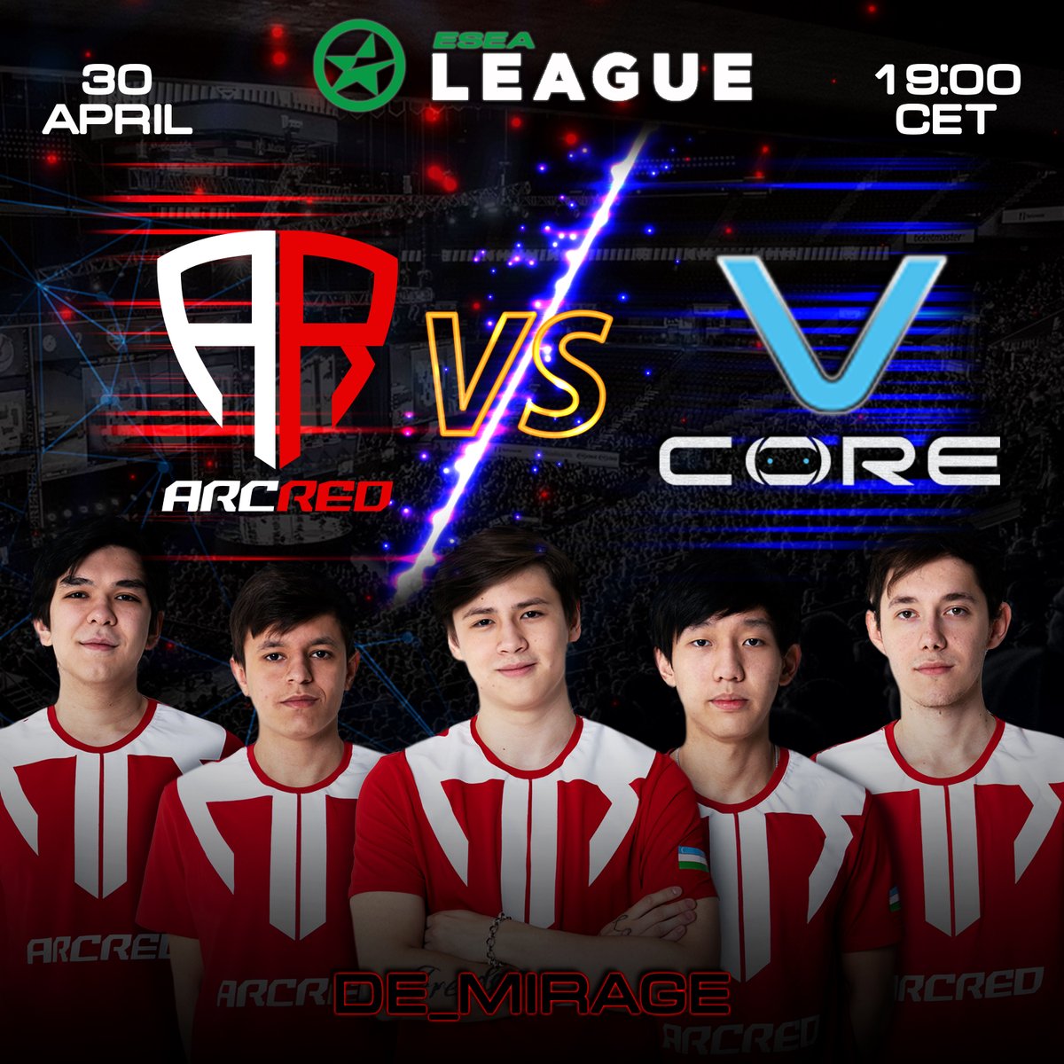 ARCRED (@arcreduz) on Twitter photo Our second <a href="/ESEA/">ESEA League</a> Intermediate League match will be vs. 🇱🇧 VCore Esports
🕗 19:00 CET / 22:00 UZT
🚩 de_mirage
Don't forget to support us! Our second <a href="/ESEA/">ESEA League</a> Intermediate League match will be vs. 🇱🇧 VCore Esports
🕗 19:00 CET / 22:00 UZT
🚩 de_mirage
Don't forget to support us!