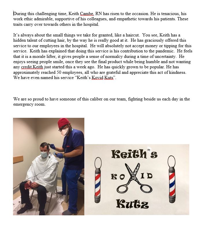 How lucky are we to have such an amazing colleague #KeithsKovidKutz #ERnurse #nyphero