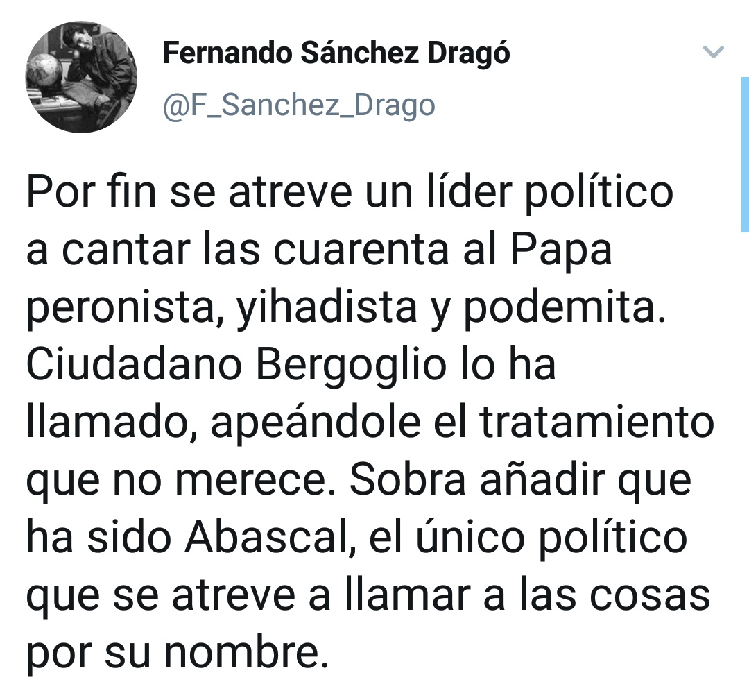 SiberetSiberet's tweet photo. Os dejo un poco de información para que entendáis por qué a Sánchez Dragó no le gusta el Papa. https://t.co/sH7olUhLqC