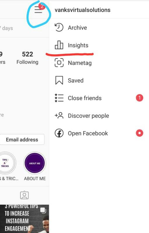 Instagram business page insight
