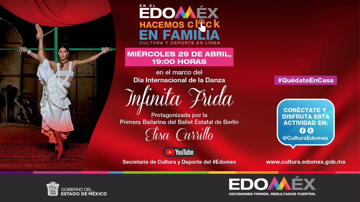 El arte de la danza presente con la talentosa Elisa Carrillo, hoy, 19:00 horas.