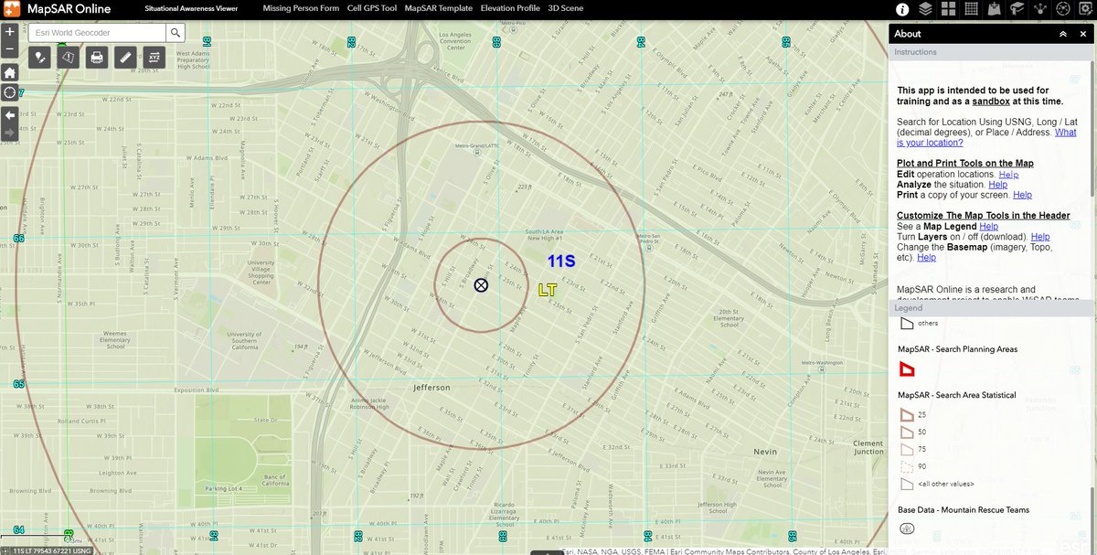 pjdohertygis's tweet photo. Based on Koester's Lost Person Behavior, page 164 *statistics* 50% chance Maria is located within the second ring on the map.
PLS: USNG 11SLT8287265636 South Main St. & East Adams Blvd.
#USNG #SARGIS #MapSAR https://t.co/iS9OwiEjRS