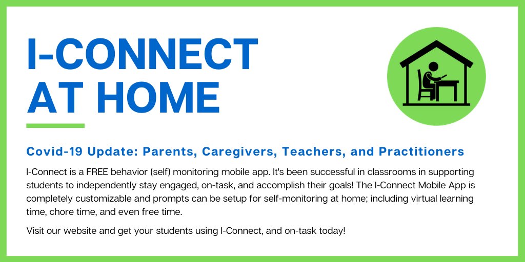 iConnect_App_'s tweet photo. I-Connect is a FREE behavior (self) monitoring mobile app &amp; you can use it at home!

Get started📲: https://t.co/44aV2HpD6G
.
.
.
.
.
#Behavior #BehaviorChange #Parenting #ParentingInAPandemic #SelfMonitoring #EdChat #SpedChat #TechEdChat #HomeSchool #HomeSchooling #ADHD #COVID19 https://t.co/UQZ4GzHE3e