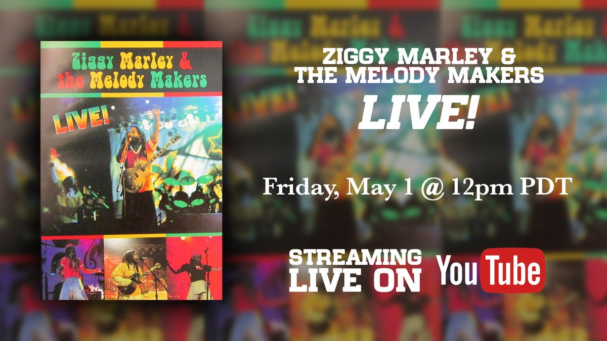 Join us this FRIDAY (May 1) @ 12pm PT on #YouTube for a special live stream of the full '#ZiggyMarley & the #MelodyMakers LIVE!' concert DVD from 2001! #stayhome #withme

Join the watch page & tap '🔔 Set Reminder': youtu.be/wiLYeU5lifI