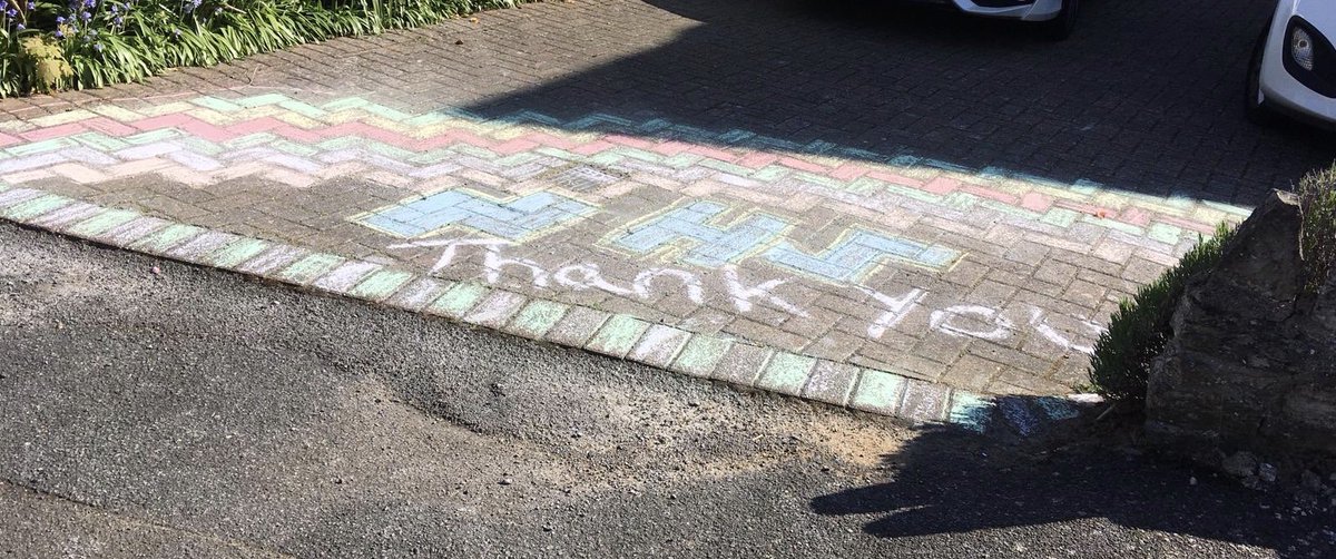 AFBlackman's tweet photo. @Manorcroft Emily (Cardiff) and Penny (Bristol) enjoyed creating this work of art before the rain came! https://t.co/iA74T5PyNp