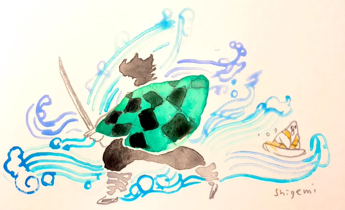 水の表現が…うろ覚えでわからなかった!
誤魔化すために鳥。 
