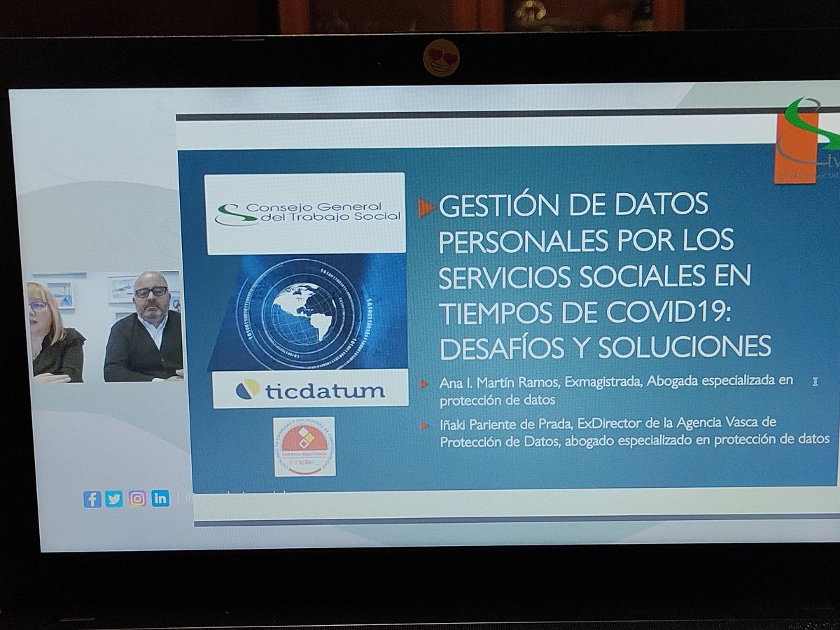 Noe_Anido's tweet photo. 📢 Webinar: "Gestión de datos personales por los Servicios Sociales en tiempos de COVID - 19: Desafíos y Soluciones" @cgtrabajosocial https://t.co/2Fro1xGS6b