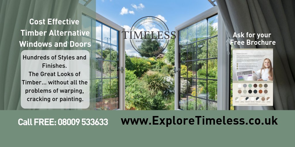 Timeless_Flush's tweet photo. Improve your home with new, stylish flushsash windows and doors from the TIMELESS COLLECTION.

Hand built to your specifications for the authentic look of Timber but will never rot, twist or warp

https://t.co/CkYgJVC0Yi  
FREEPhone: 08009 533633

#Timeless #FlushSash #Glazing https://t.co/XFqeYCua97